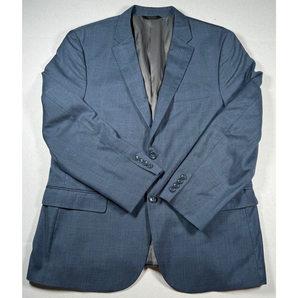 Caravelli Mens Slate Blue Grey Suit Jacket Oxford 2B Superior 150’s Size 42R